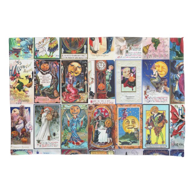 Housse D'oreillers Carte postale de cru de Halloween (devant-gauche)