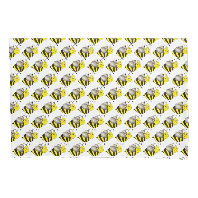 Housse D'oreillers Carton jaune noir Bee Bumblebee abeille (devant)