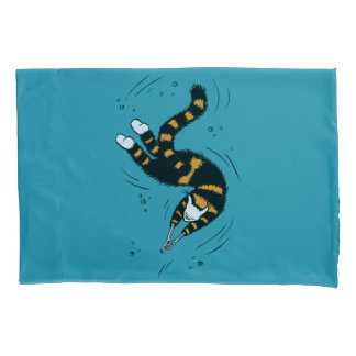 Housse D'oreillers Cat drôle Créature Squelette Mains Natation Sombre
