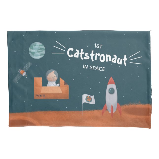 Housse D'oreillers Catstronaut Whimsical dans l'espace, Chats sur Mar (devant)