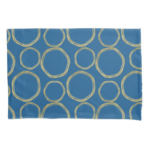 Housse D'oreillers Cercles Dorés & Bleu Clair Moderne Tendance