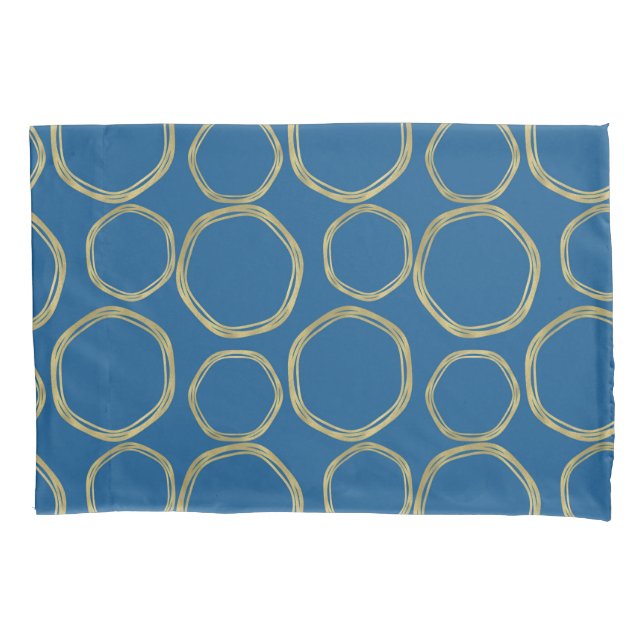Housse D'oreillers Cercles Dorés & Bleu Clair Moderne Tendance (devant)