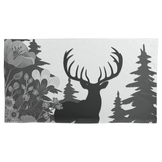 Housse D'oreillers Cerf avec grand rack hors forêt (devant)
