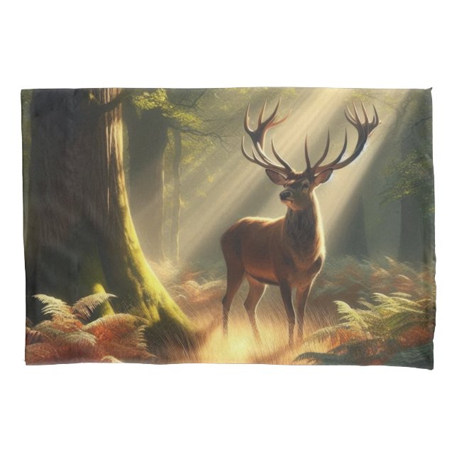 Housse D'oreillers Cerf dans la forêt matinale (devant)