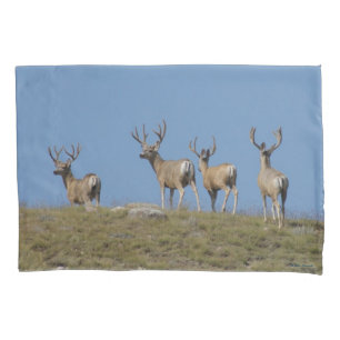 Housse D'oreillers Cerfs Mulets D9 en Velours sur Fond Céleste