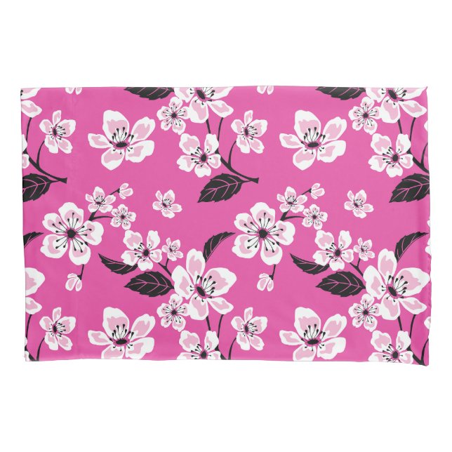 HOUSSE D'OREILLERS CERISIER EN FLEURS - SAKURA (ROSE) (devant-gauche)