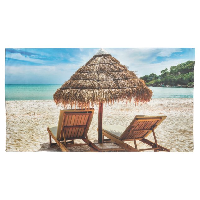 Housse D'oreillers Chaises longues sur la plage coussin (devant)