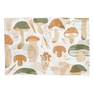 Housse D'oreillers Champignons comestibles Linocut Motif Vintage