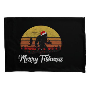 Housse D'oreillers Chapeau de Noël de Santa Bigfoot Joyeux Fishmas Vi