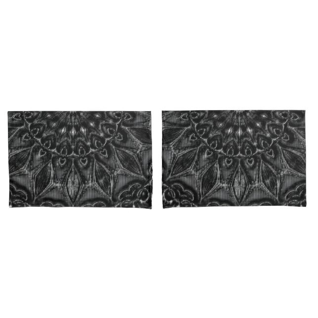 Housse D'oreillers Charcoal Mandala  (devant-Set)