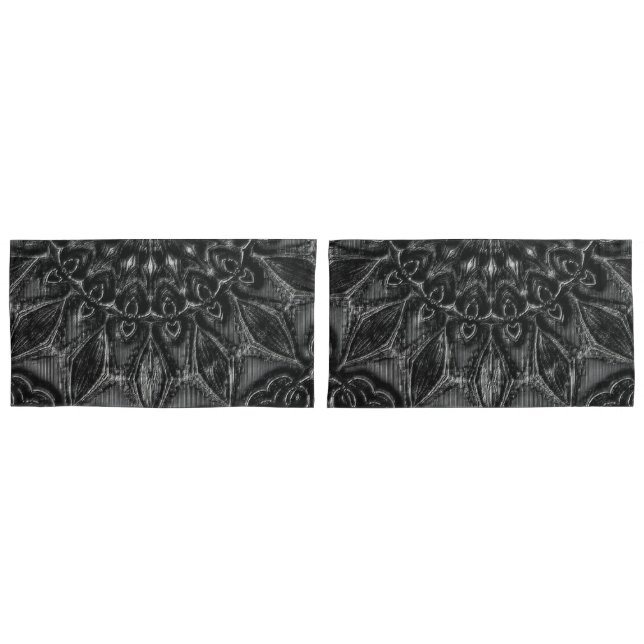 Housse D'oreillers Charcoal Mandala   (devant-Set)