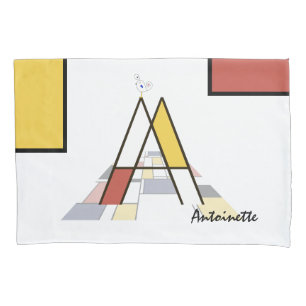 Housse D'oreillers Charmant Neoplasticisme Art Monogramme. Lettre A