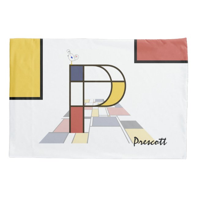 Housse D'oreillers Charmant Neoplasticisme Art Monogramme. Lettre P (Dos)