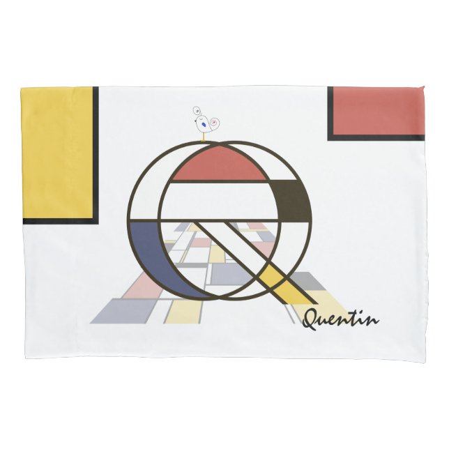 Housse D'oreillers Charmant Neoplasticisme Art Monogramme. Lettre Q (devant)