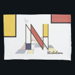 Housse D'oreillers Charming Neoplasticism Art Monogram. Letter N<br><div class="desc">Nice, funny, artistic monogram. Here is the letter "N". Neoplasticism style, or De Stijl, line and color artistic decoration, the funny bird sits on the letter. The field of art is located under the letter. The template name "NICHOLSON" is located under the image. An elegant and unique two sides printed...</div>