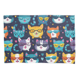 Housse D'oreillers Chat Assorti fait face à des chats Cool amusants