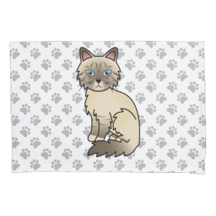 Housse D'oreillers Chat Birman/Ragdoll au point chocolat tabby et pat