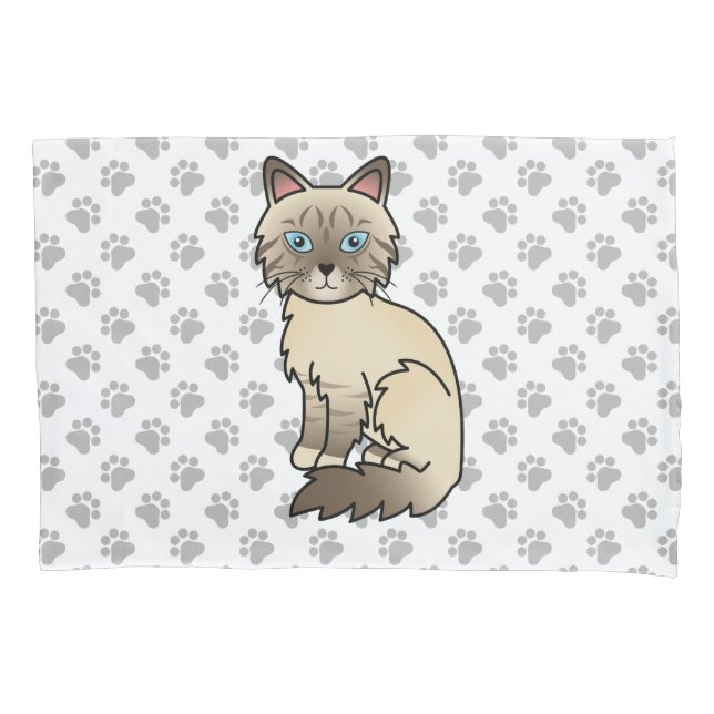 Housse D'oreillers Chat Birman/Ragdoll au point chocolat tabby et pat (devant)