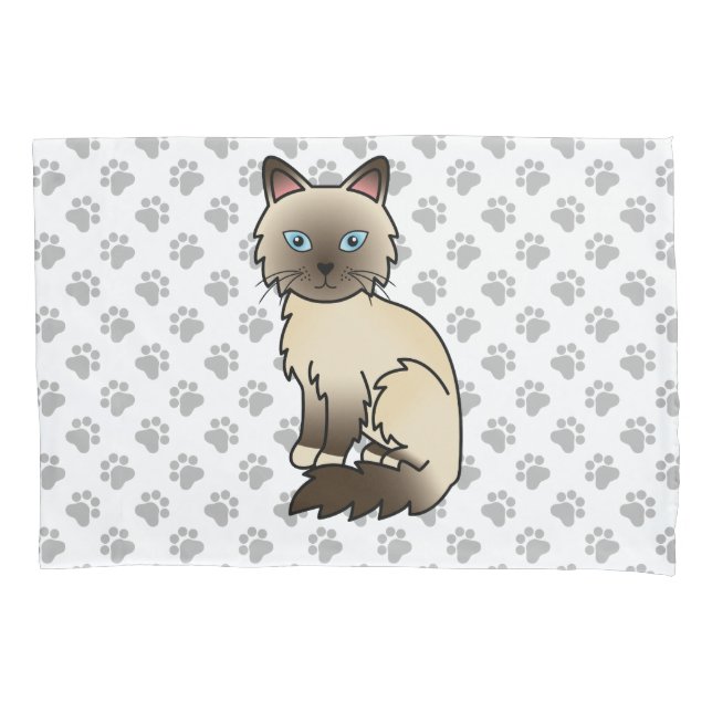 Housse D'oreillers Chat Birman / Ragdoll Point Chocolat & Pattes Mign (devant)