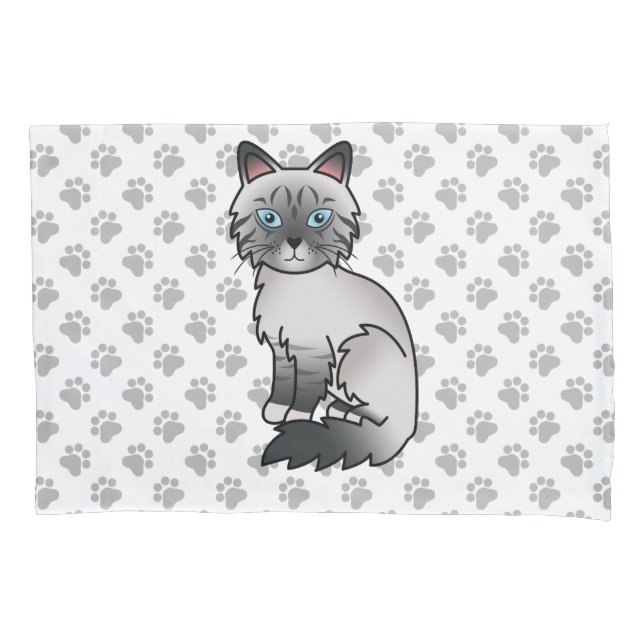 Housse D'oreillers Chat bleu tabby Birman / Ragdoll mignon & pattes (devant)