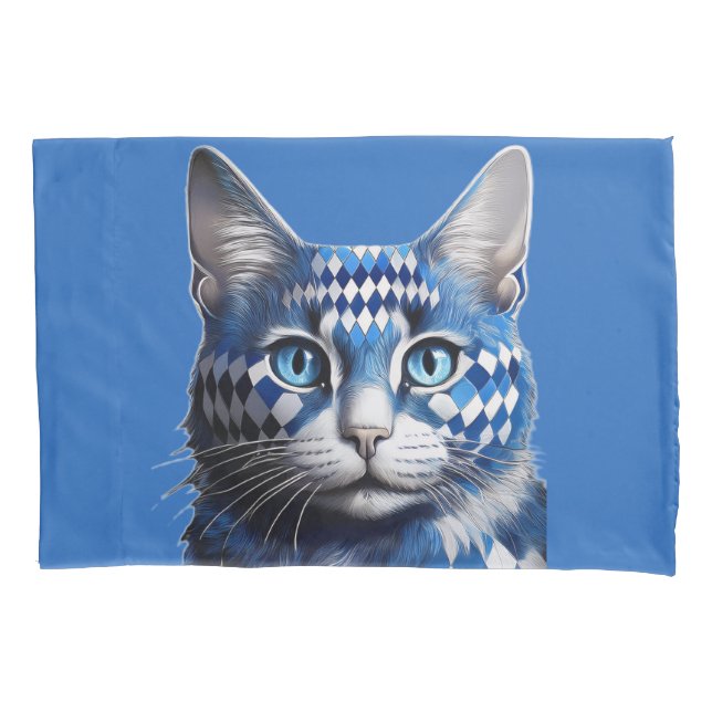 Housse D'oreillers Chat d'arlequin bleu (devant)