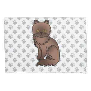 Housse D'oreillers Chat de dessin animé mignon persan au chocolat & p
