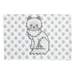 Housse D'oreillers Chat de dessin animé mignon persan blanc & pattes