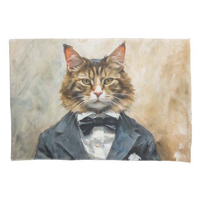 Housse D'oreillers Chat en costume (devant)