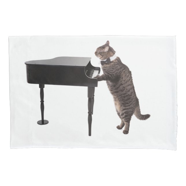 Housse D'oreillers Chat Jouer Piano (devant)
