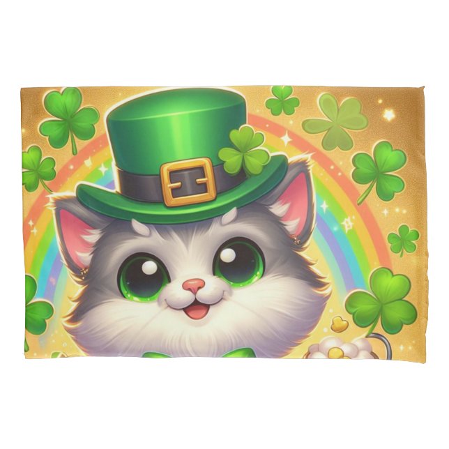 Housse D'oreillers Chat mignon/chaton Saint Patrick's Day (devant)