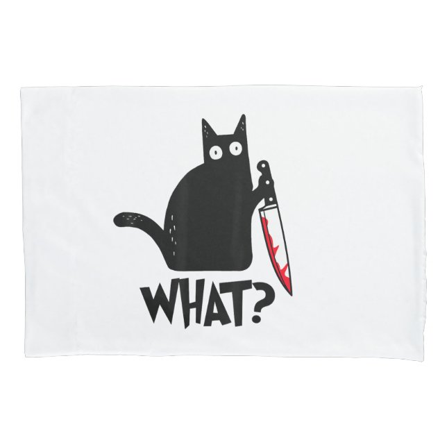 Housse D'oreillers Chat Qu'est-ce que_ Drôle Chat Noir  (devant)