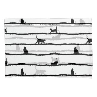 Housse D'oreillers Chat Silhouette rayures Abstrait main tiré Motif
