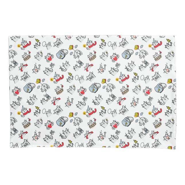 Housse D'oreillers Chats amusants, lait et magie. (devant)