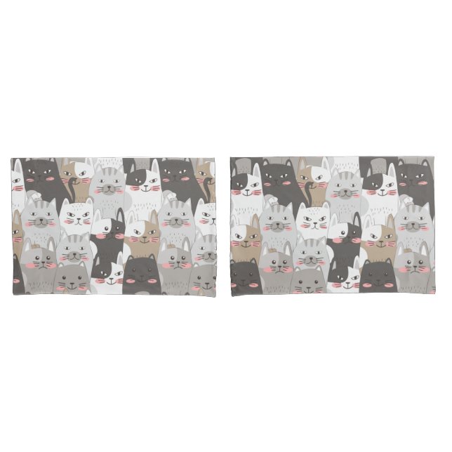 Housse D'oreillers Chats mignons (devant-Set)