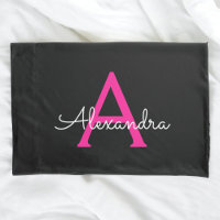 Chaud rose noir Script Girl Nom du monogramme
