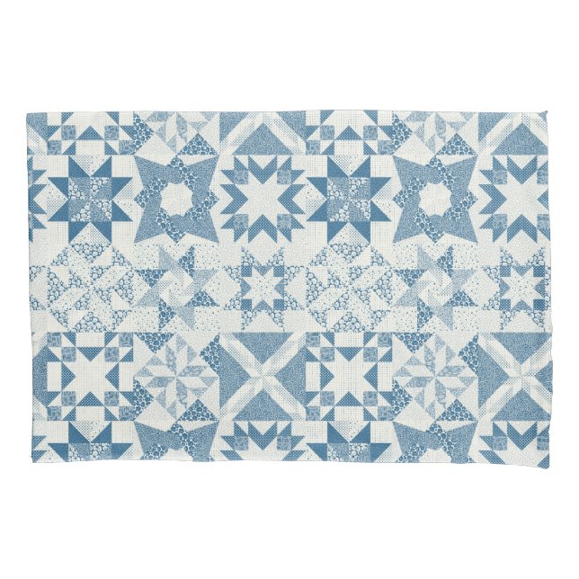 Housse D'oreillers Cheater Traditionnel Patchwork Stars Quilt Blue (devant)