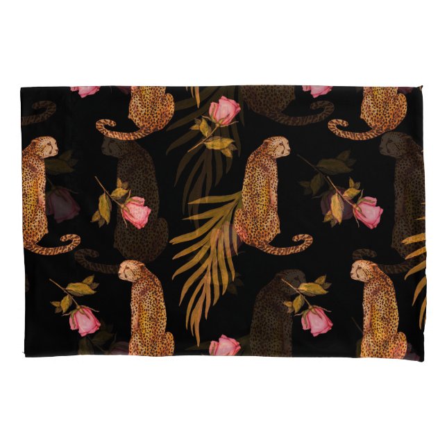 Housse D'oreillers Cheetahs romantiques : aquarelle motif sans coutur (devant)