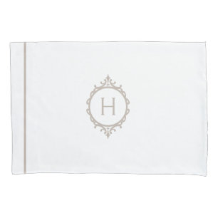 Housse D'oreillers Chelsea Light Taupe et blanc Monogramme