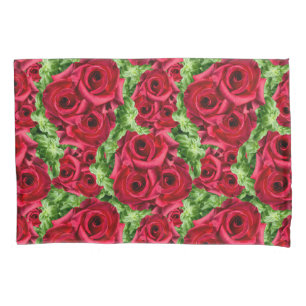 Housse D'oreillers Chemin Rouge Roses Fleur Garland