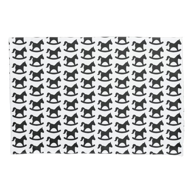 Housse D'oreillers Cheval à bascule noir (devant)