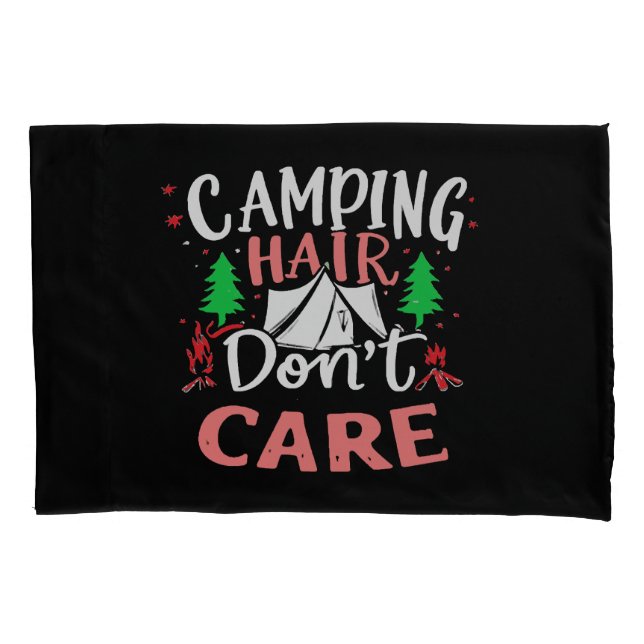 Housse D'oreillers Cheveux de Camping On S'en Fout Drôle (devant)