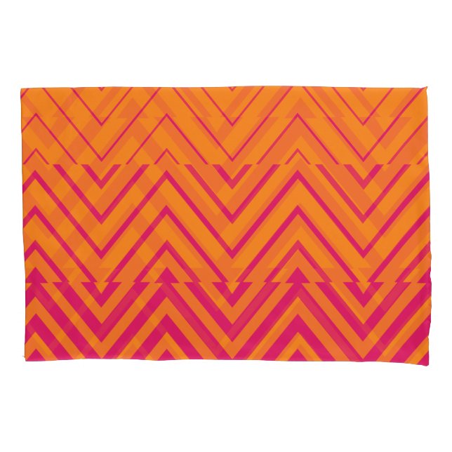 Housse D'oreillers Chevron Ombre Stencil | orange rose chaud (devant)