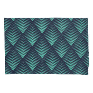 Housse D'oreillers Chevron Op-Art bleu néon.