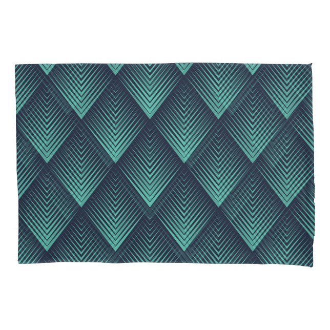 Housse D'oreillers Chevron Op-Art bleu néon. (devant)