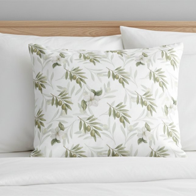Housse D'oreillers Chic Aquarelle Olive Sage Intemporel (Créateur téléchargé)