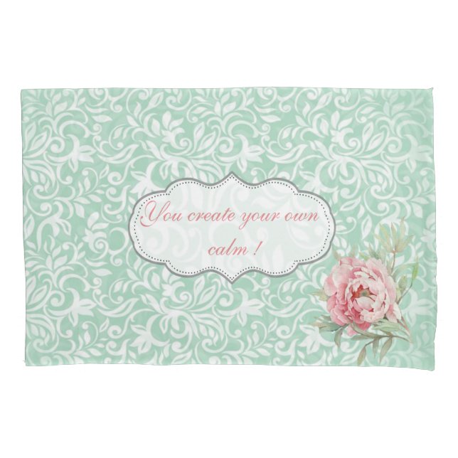 Housse D'oreillers Chic Elegant Damask, Rose, Message Motivationnel (devant)