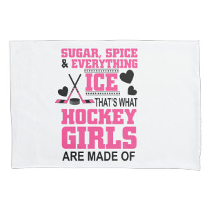 Housse D'oreillers chic sucre et épices filles hockey sur glace