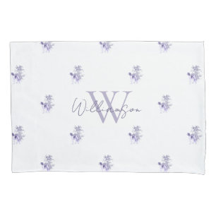 Housse D'oreillers Chien bleu antique élégant monogramme