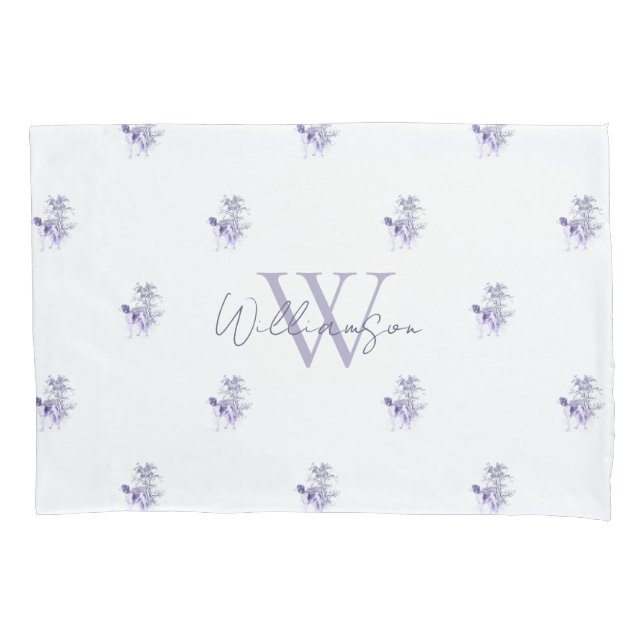 Housse D'oreillers Chien bleu antique élégant monogramme (devant)