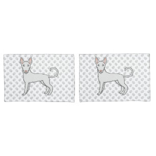 Housse D'oreillers Chien de bande dessinée Ibizan Hound à poils blanc